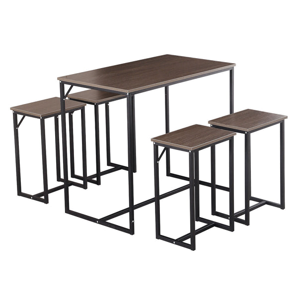 Snailhome 5 Piece Dining Table Set Counter Height Pub Table and 4 Stools Set for Small Space in The Dining Room or Kitchen