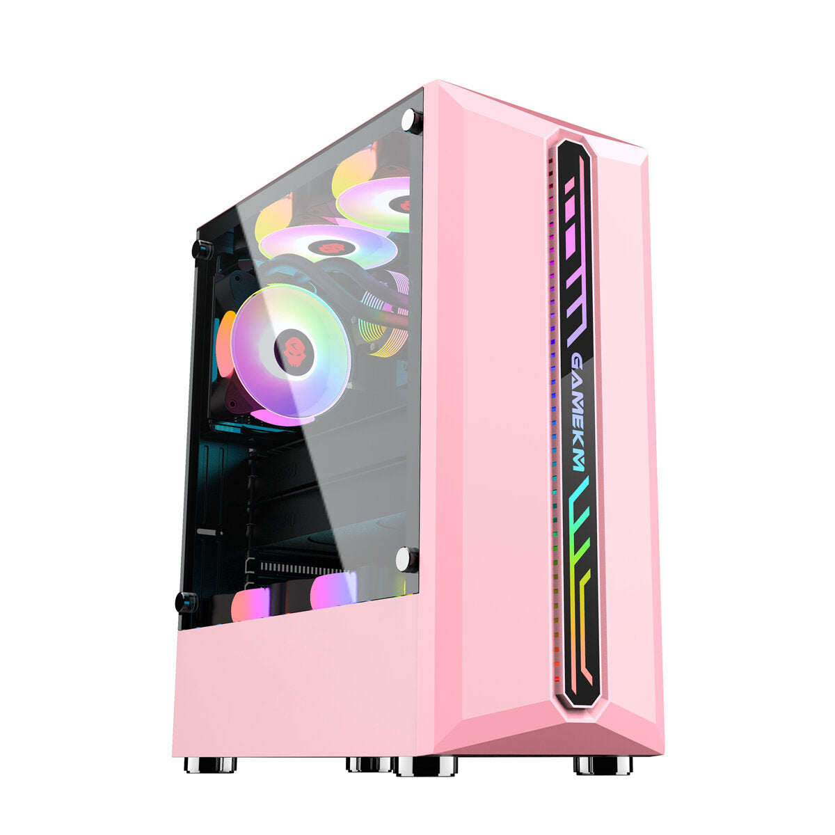GAMEKM Computer Case Mid-Tower ATX/M-ATX/ITX Acrylic Side Panel RGB Gaming Computer PC Case USB 3.0/USB 2.0/HDD/SSD for Desktop PC Computer