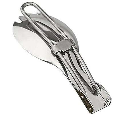 Foldable Stainless Steel Spork Spoon Fork Portable Cookout