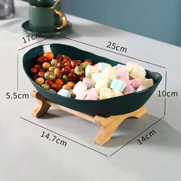 Fruit Plates - Wood Holder Serving Bowls