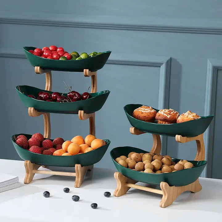 Fruit Plates - Wood Holder Serving Bowls