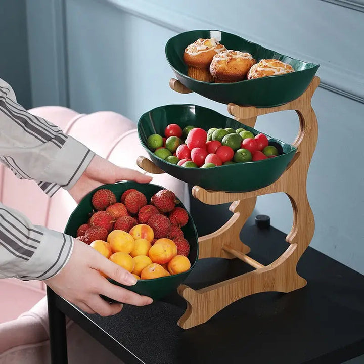 Fruit Plates - Wood Holder Serving Bowls
