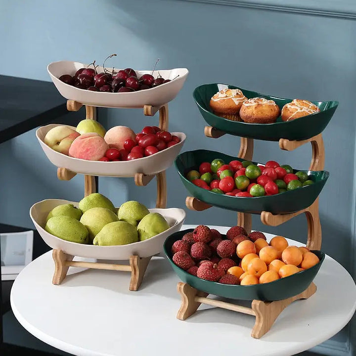 Fruit Plates - Wood Holder Serving Bowls