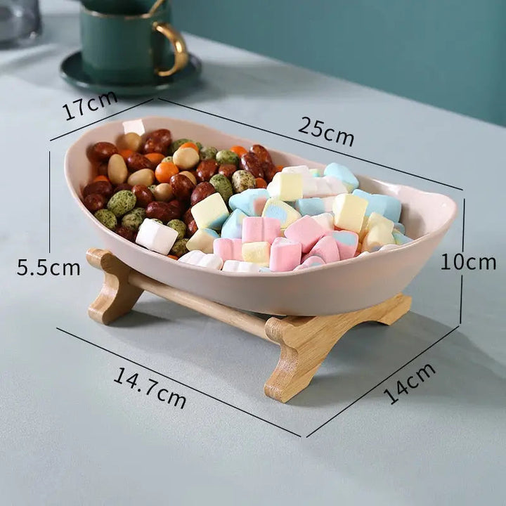 Fruit Plates - Wood Holder Serving Bowls