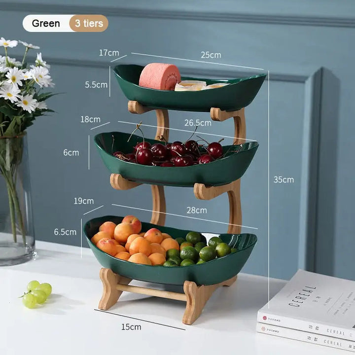 Fruit Plates - Wood Holder Serving Bowls