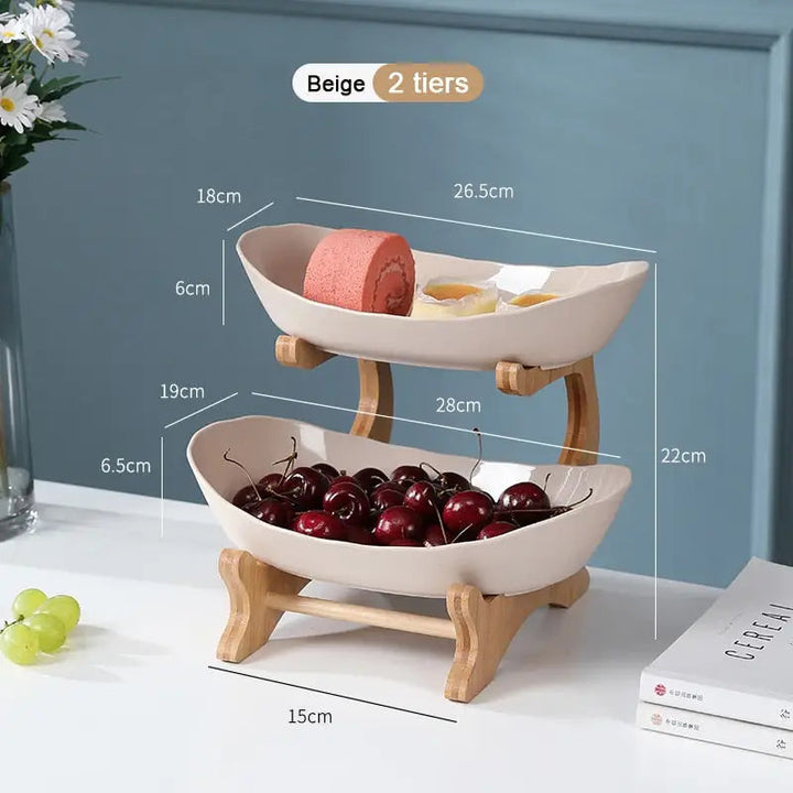 Fruit Plates - Wood Holder Serving Bowls