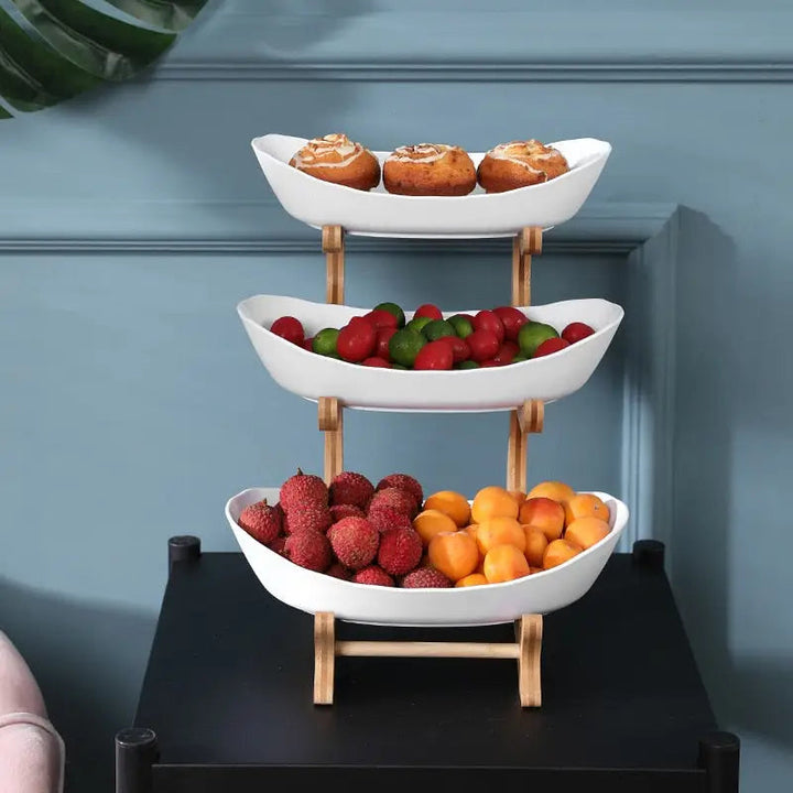 Fruit Plates - Wood Holder Serving Bowls