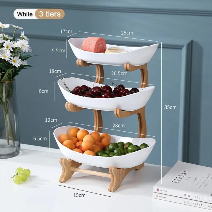 Fruit Plates - Wood Holder Serving Bowls