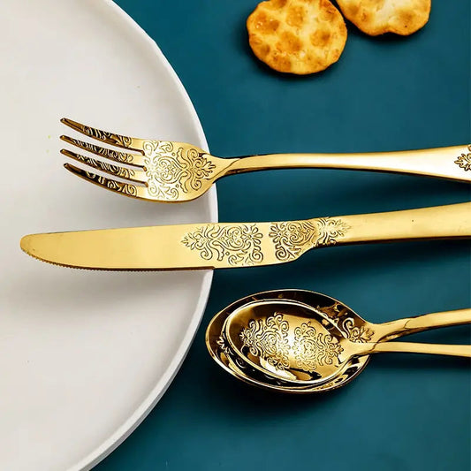 Gold Cutlery Set Luxury Flatware Kit