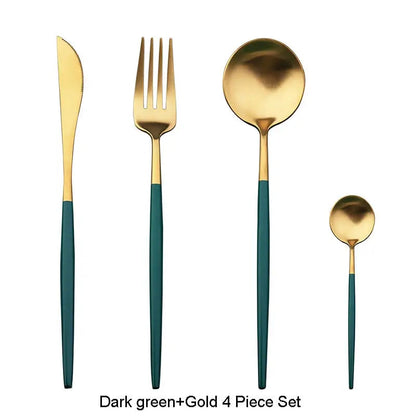 Gold Stainless Steel Cutlery Flatware Set