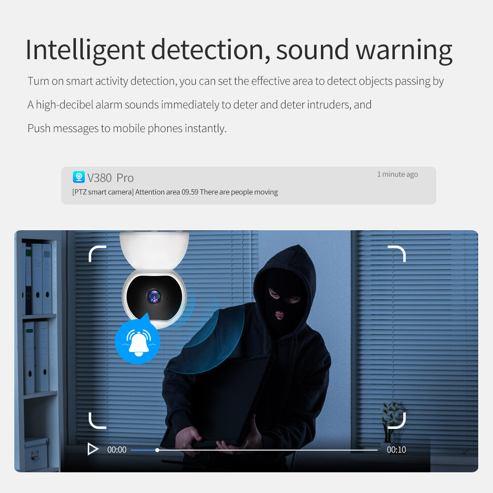 Guudgo Surveillance Camera 1080p Ip Smart Wifi 360 Angle