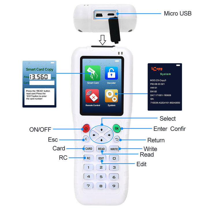 Handheld 125khz Rfid Duplicator Copier Reader Writer