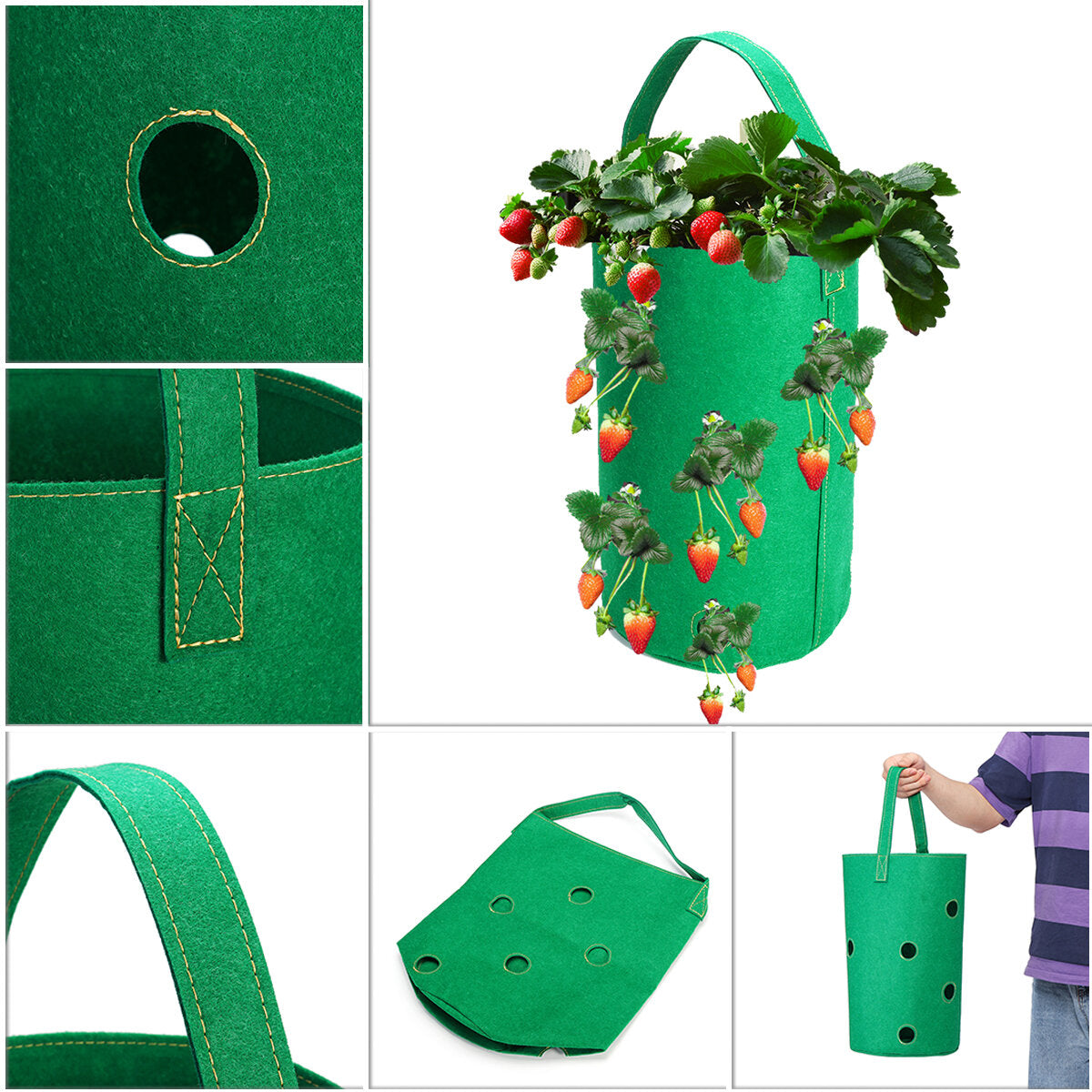 Hanging Non-woven Felt Vertical Planter Bag 11x Pockets For