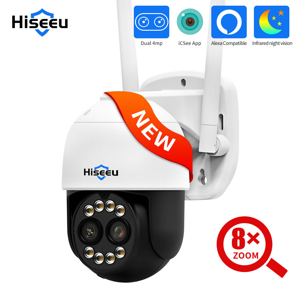 Hiseeu 8mp 4k Ptz Wifi Ip Camera Outdoor Security Protection