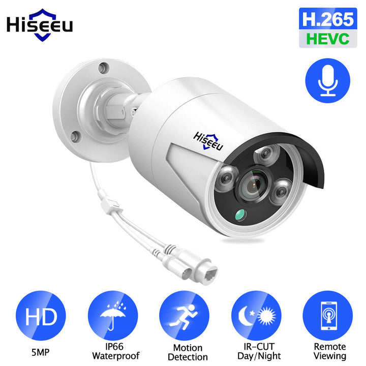 Hiseeu Hb615 H.265 5mp Security Ip Camera Poe Onvif Outdoor