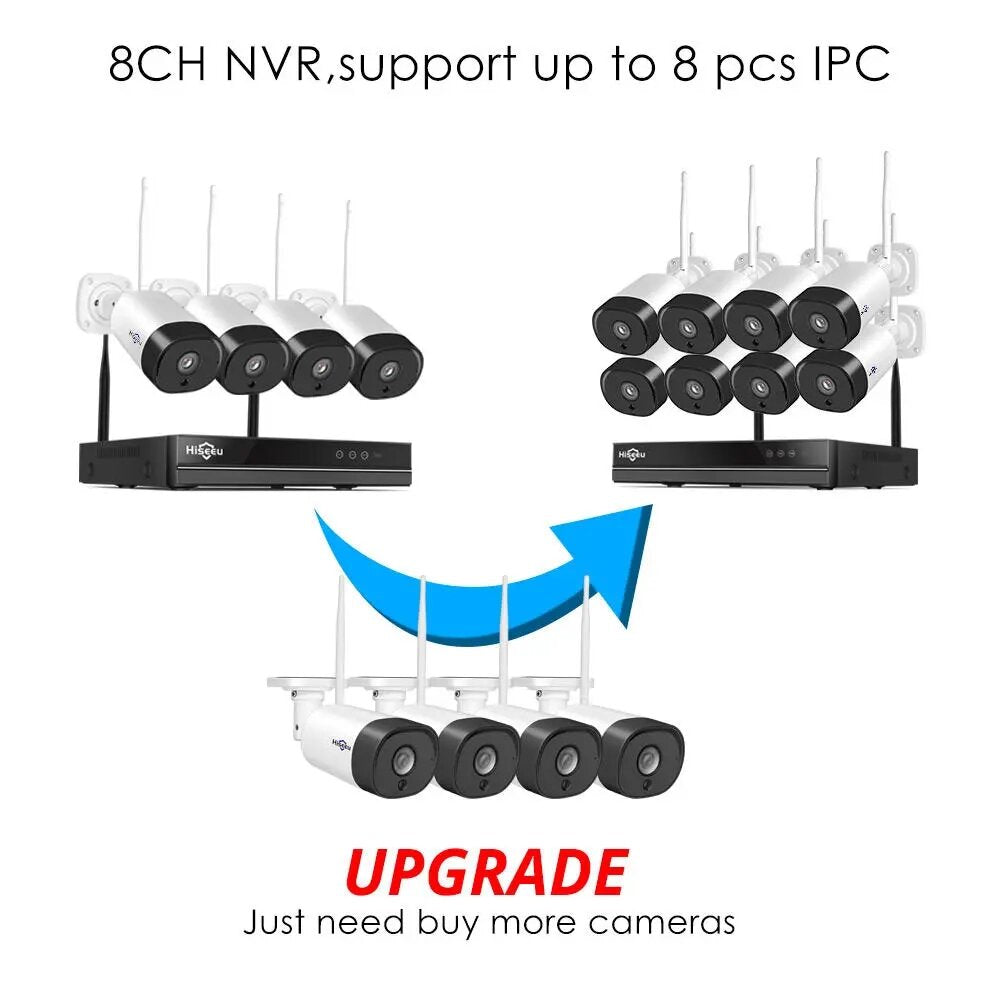 Hiseeu Wnkit-4hb312 8ch 3mp 1536p Wireless Cctv Security