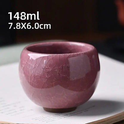 Ice Cracking Ceramic Tea Cup - Porcelain