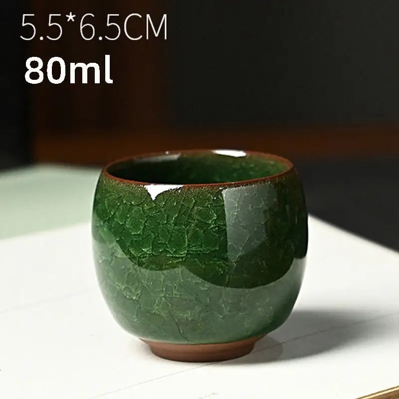 Ice Cracking Ceramic Tea Cup - Porcelain