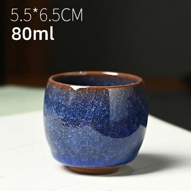 Ice Cracking Ceramic Tea Cup - Porcelain
