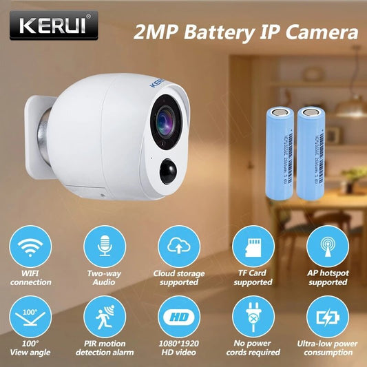 Kerui 2mp Wifi Ip Camera Battery Surveillance Security
