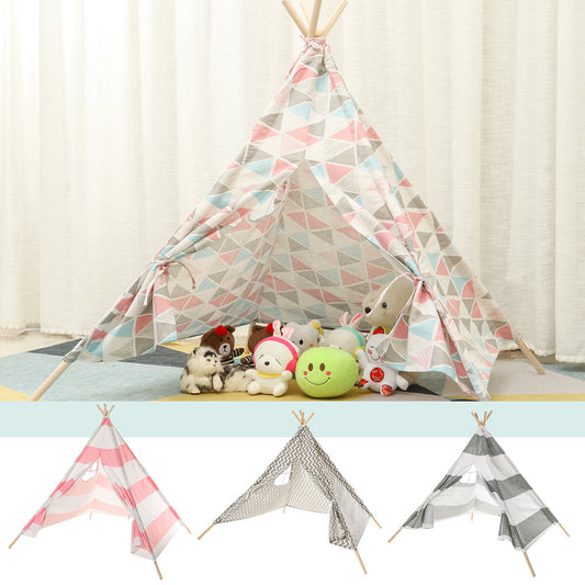 Large Teepee Tent Kids Cotton Canvas Play House Boy Girls