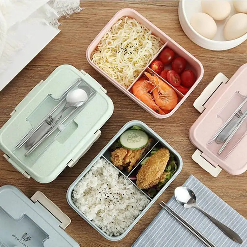Lunch Box Spoon Chopsticks Wheat Straw Storage