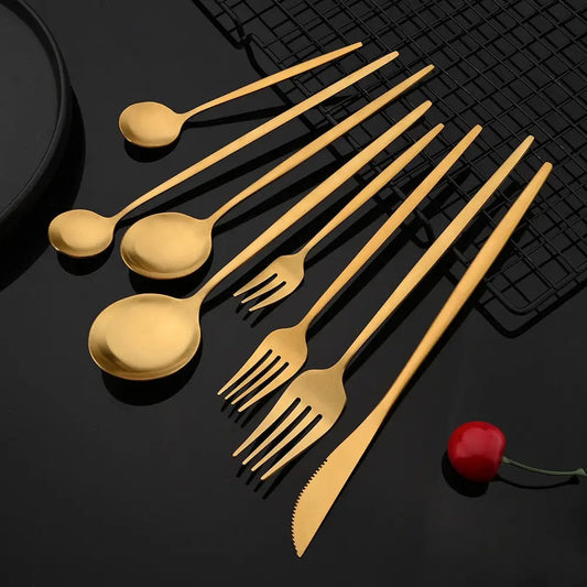 Matte Gold Cutlery Set Dinnerware Flatware