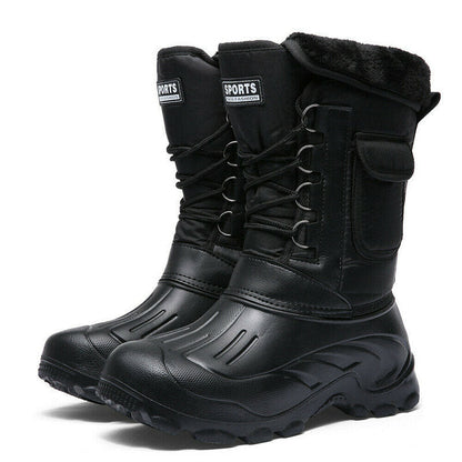 Mens High Top Snow Boots Waterproof Warm Fur Lined Shoes
