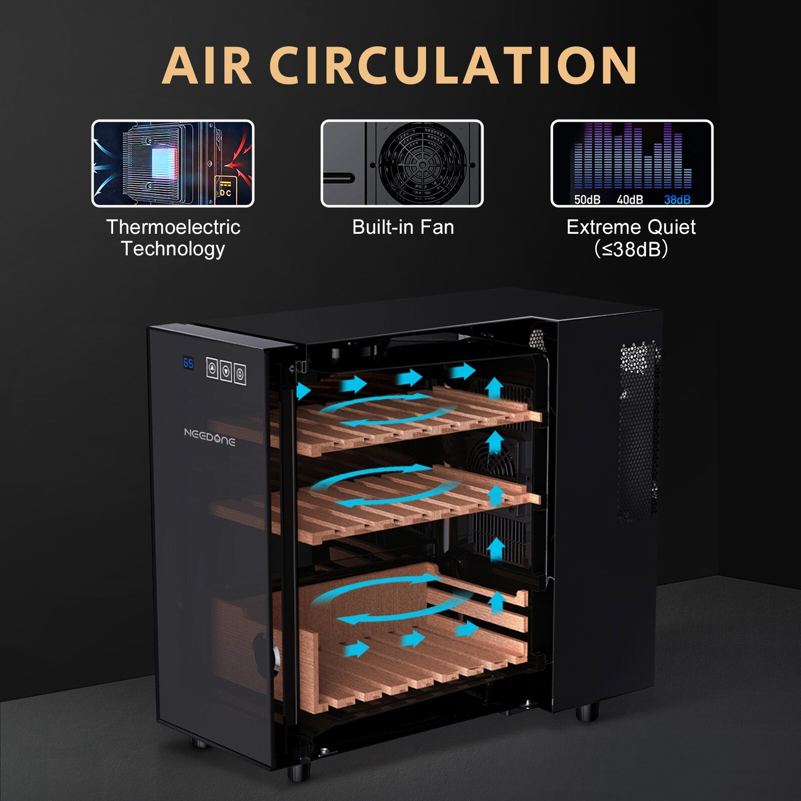 Needone Electronic Cooler Humidor,150 Capacity With Spanish