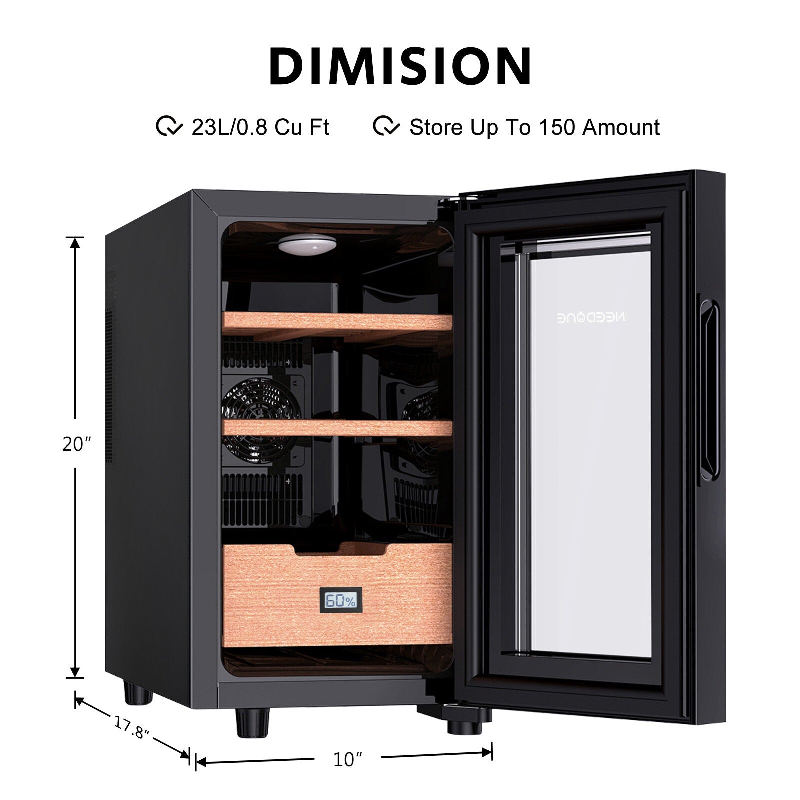 Needone Electronic Cooler Humidor,150 Capacity With Spanish