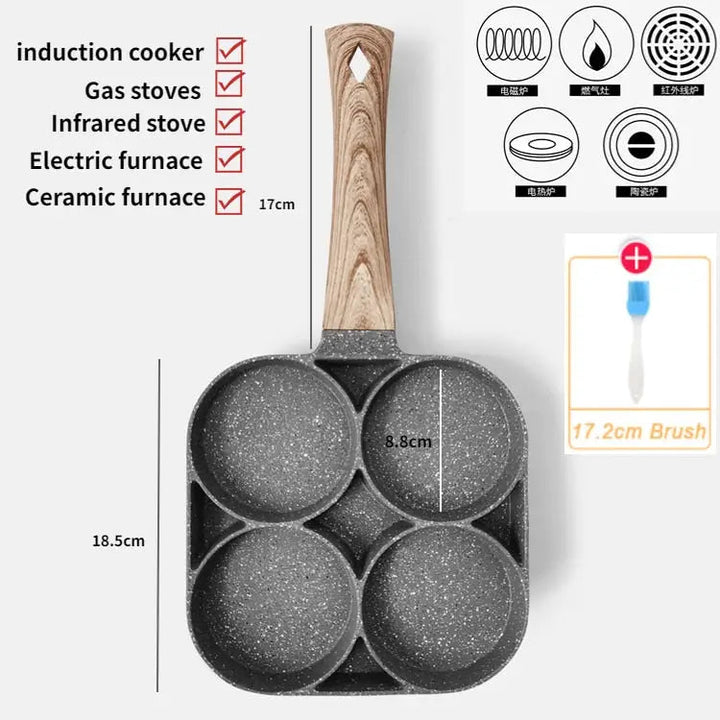 Non-stick Omelet Pan - 4-hole Frying Pot For Eggs