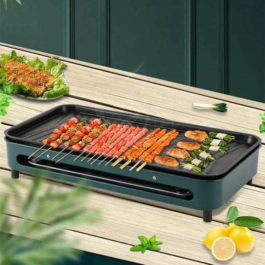 Nonstick Smokeless Grill - Portable Bbq With Thermostat