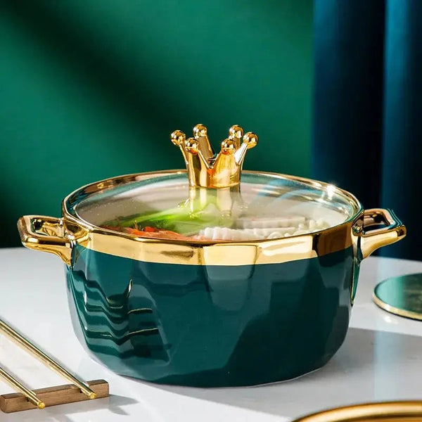 Nordic Ceramic Bowl + Lid - Breakfast Soup Microwave