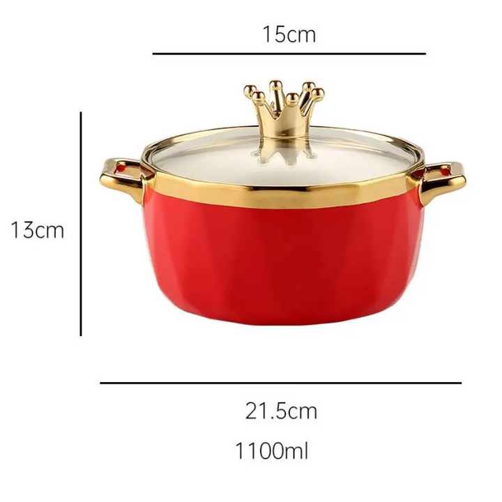 Nordic Ceramic Bowl + Lid - Breakfast Soup Microwave