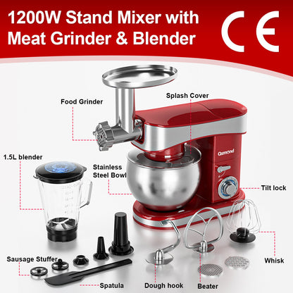 Osmond Sc-213c 1200w 6.5l 3-in-1 Kitchen Food Stand Mixer