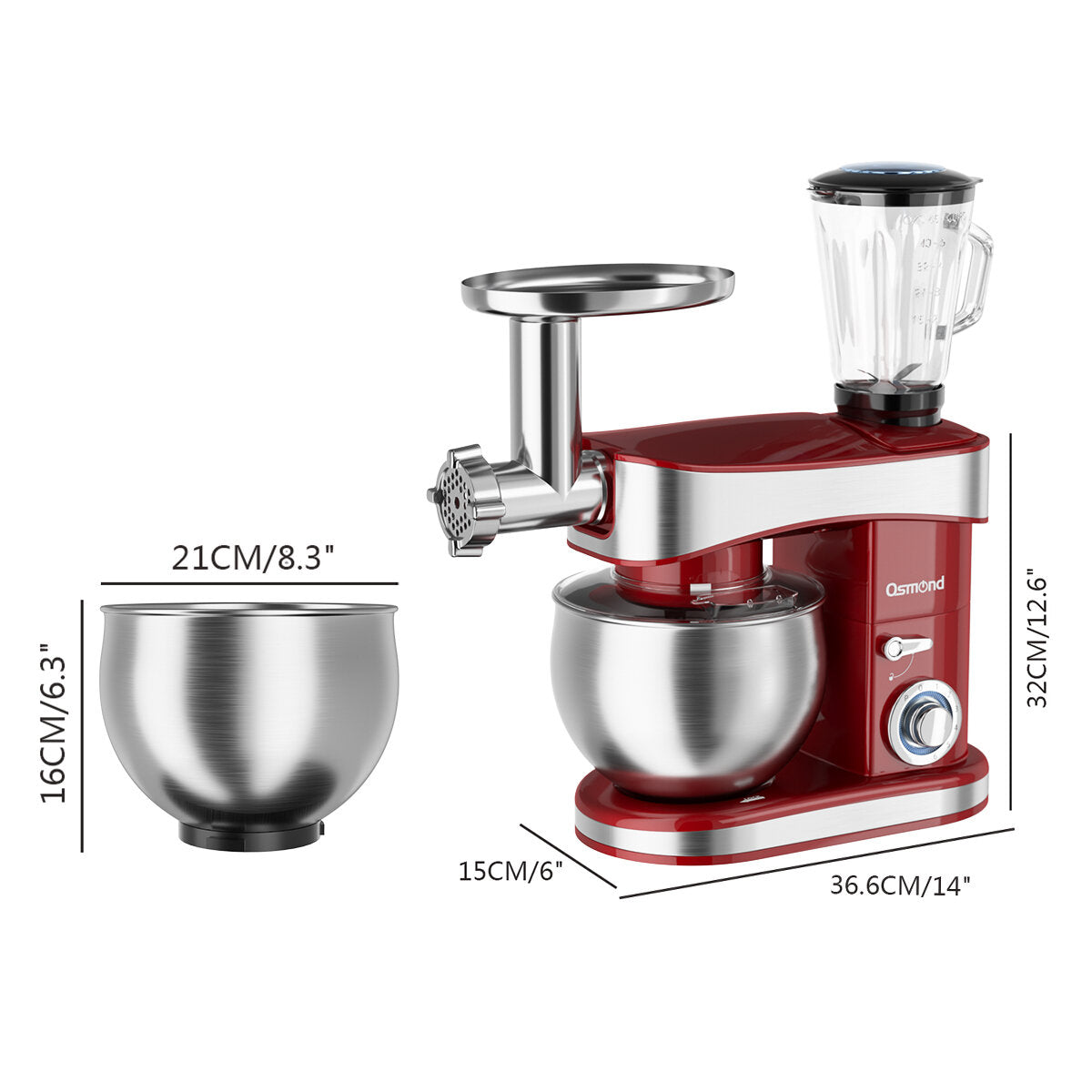 Osmond Sc-213c 1200w 6.5l 3-in-1 Kitchen Food Stand Mixer
