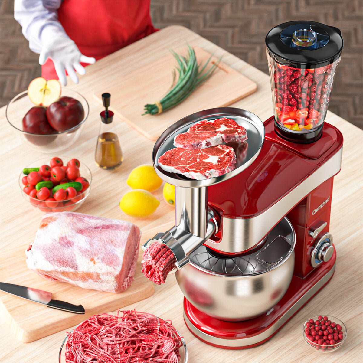 Osmond Sc-213c 1200w 6.5l 3-in-1 Kitchen Food Stand Mixer
