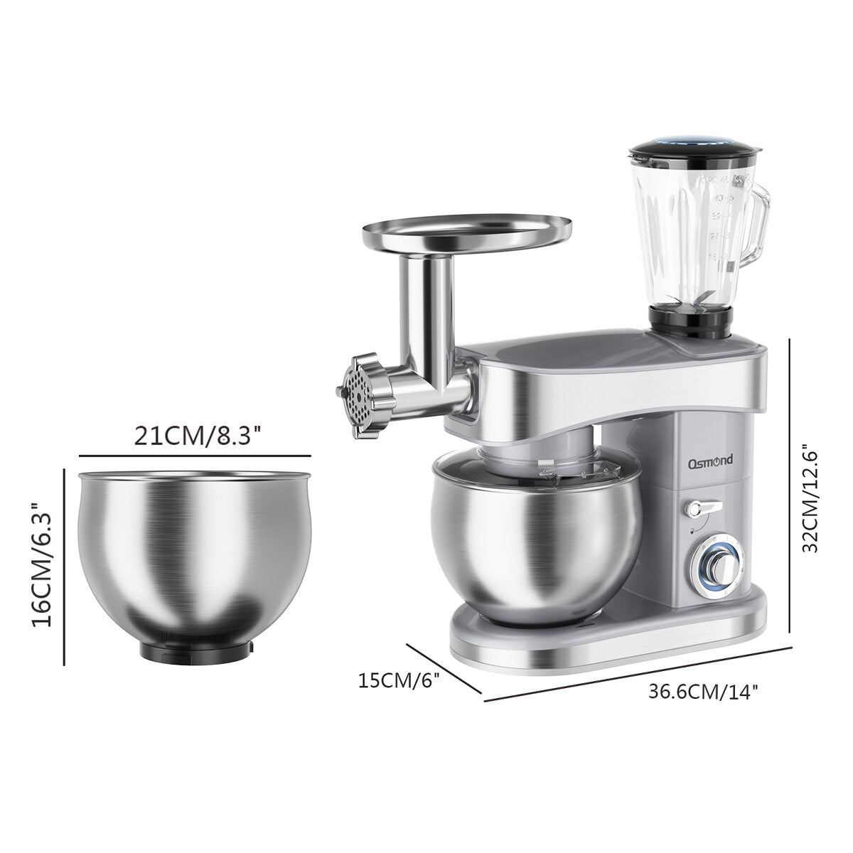 Osmond Sc-213c 1200w 6.5l 3-in-1 Kitchen Food Stand Mixer
