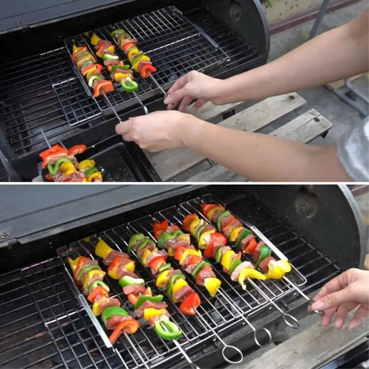 Portable Bbq Rack Stainless Steel Skewer Grill Tool