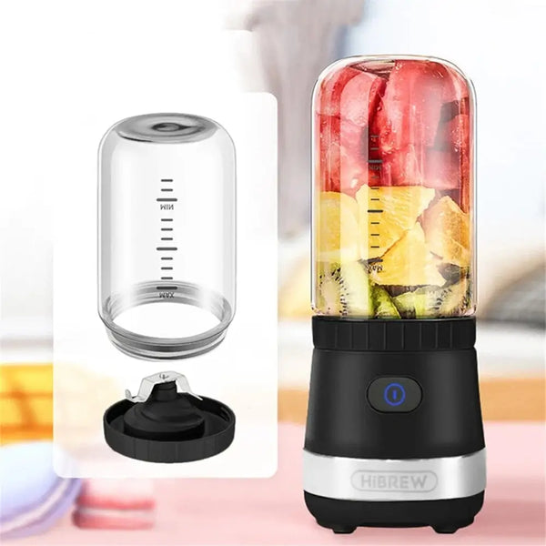 HIBREW 2 in 1 350nl/450ml Portable Electric Grinder Juicer Bean Grinder Frosted Silicone Button for Smoothies Milkshakes Coffee Fruit Syrups