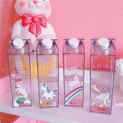 Portable Milk Carton Water Bottle Novelty Cartoon