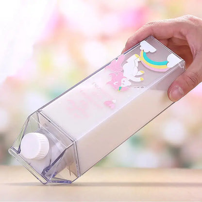 Portable Milk Carton Water Bottle Novelty Cartoon
