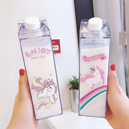 Portable Milk Carton Water Bottle Novelty Cartoon