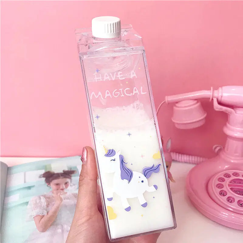 Portable Milk Carton Water Bottle Novelty Cartoon