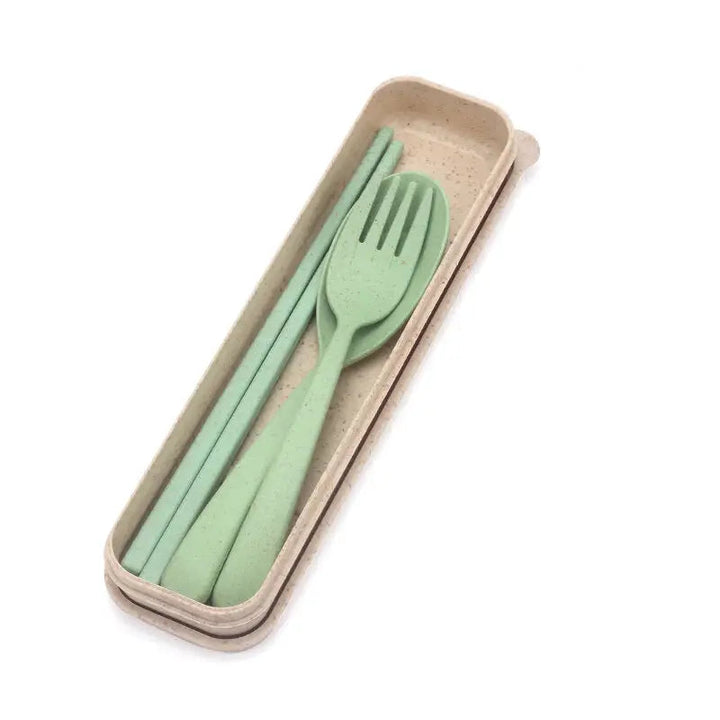 Portable Wheat Straw Tableware Set + Carrying Box
