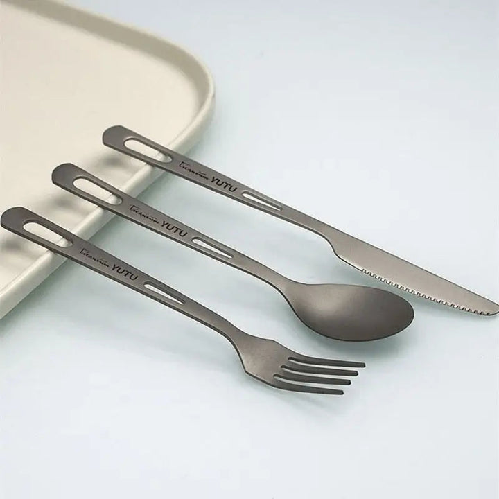Pure Titanium Tableware Set Outdoor Portable Knife Fork