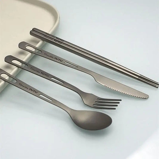 Pure Titanium Tableware Set Outdoor Portable Knife Fork