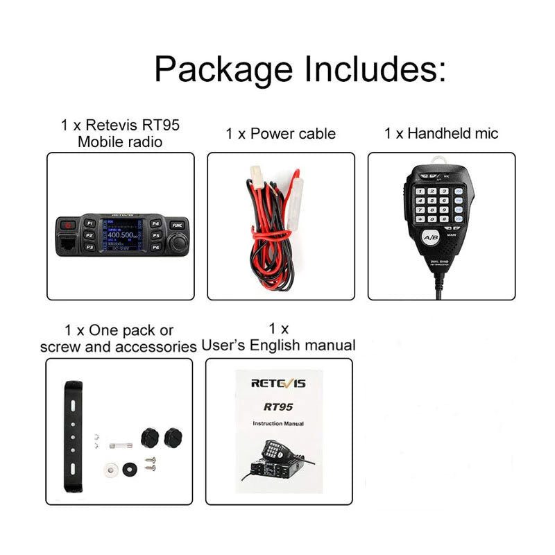 Retevis Rt95 Car Two-way Radio Station 200ch 25w High Power