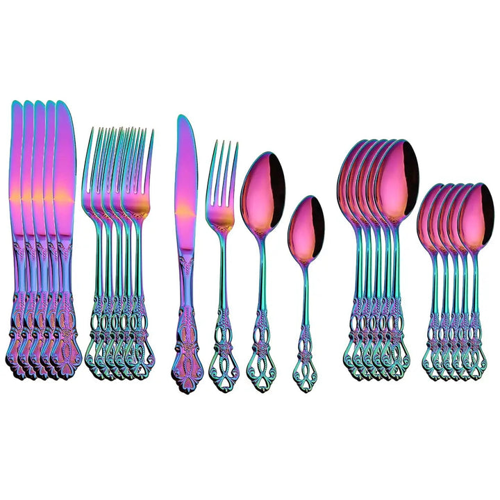 Retro Gold Cutlery Set Stainless Steel Spoon Fork