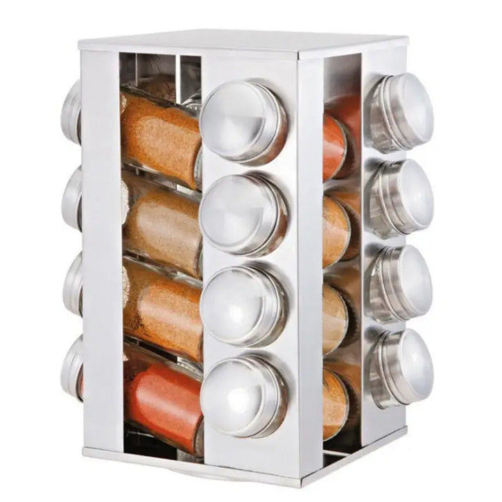 Rotating Spice Rack Container - 360 Organizer With Jars